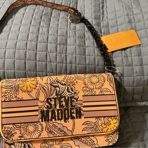 Steve Madden pink/peach with grey Floral Crossbody Bag